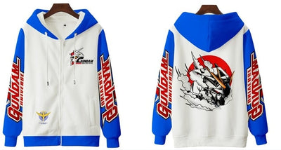 Curious Black Cat Zipper Hoodie Orange Green Splice Color Print Woman 3D