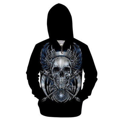 Iron Skull 3D Zip Hoodies Men Women Sweatshirts Zipper Hoody Print