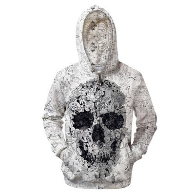 Iron Skull 3D Zip Hoodies Men Women Sweatshirts Zipper Hoody Print