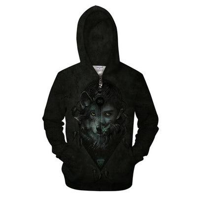 Iron Skull 3D Zip Hoodies Men Women Sweatshirts Zipper Hoody Print
