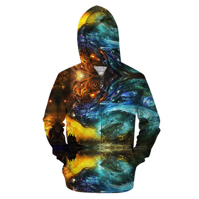 Iron Skull 3D Zip Hoodies Men Women Sweatshirts Zipper Hoody Print