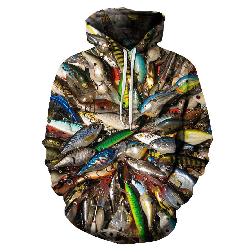 3D Fish Hoodie Men Funny Sweatshirts Tropical Fishinger Tuna Print