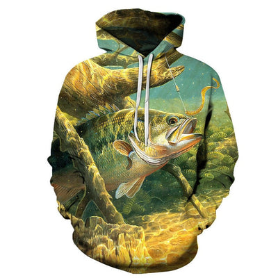 3D Fish Hoodie Men Funny Sweatshirts Tropical Fishinger Tuna Print