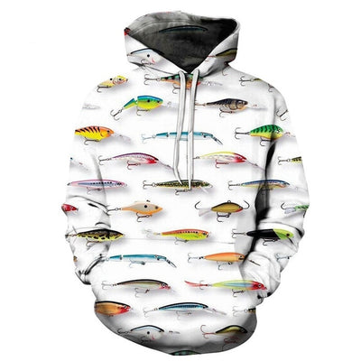 3D Fish Hoodie Men Funny Sweatshirts Tropical Fishinger Tuna Print
