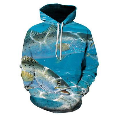 3D Fish Hoodie Men Funny Sweatshirts Tropical Fishinger Tuna Print