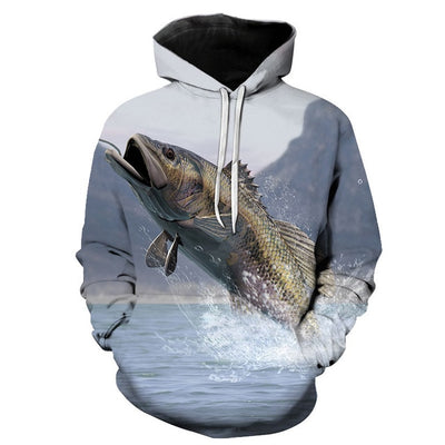 3D Fish Hoodie Men Funny Sweatshirts Tropical Fishinger Tuna Print