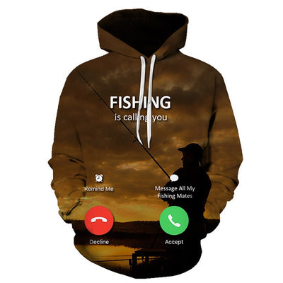 3D Fish Hoodie Men Funny Sweatshirts Tropical Fishinger Tuna Print