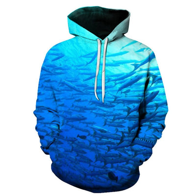 3D Fish Hoodie Men Funny Sweatshirts Tropical Fishinger Tuna Print