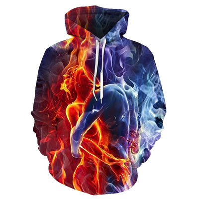 Blue red  flame 3d Hoodie Hoodies Men Women
