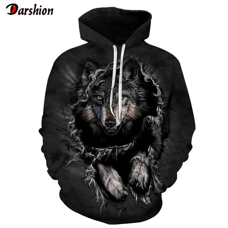 3D Hoodies Wolf Print Sweatshirt Men/Women Casual Autumn Winter
