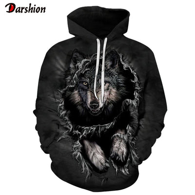 3D Hoodies Wolf Print Sweatshirt Men/Women Casual Autumn Winter