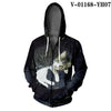 WAMNI Woman Kawaii Cat Zipper Hoodie Hip Hop Splice Color Print Star Cat 3D Hooded