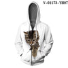 WAMNI Woman Kawaii Cat Zipper Hoodie Hip Hop Splice Color Print Star Cat 3D Hooded