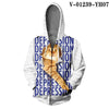 WAMNI Woman Kawaii Cat Zipper Hoodie Hip Hop Splice Color Print Star Cat 3D Hooded