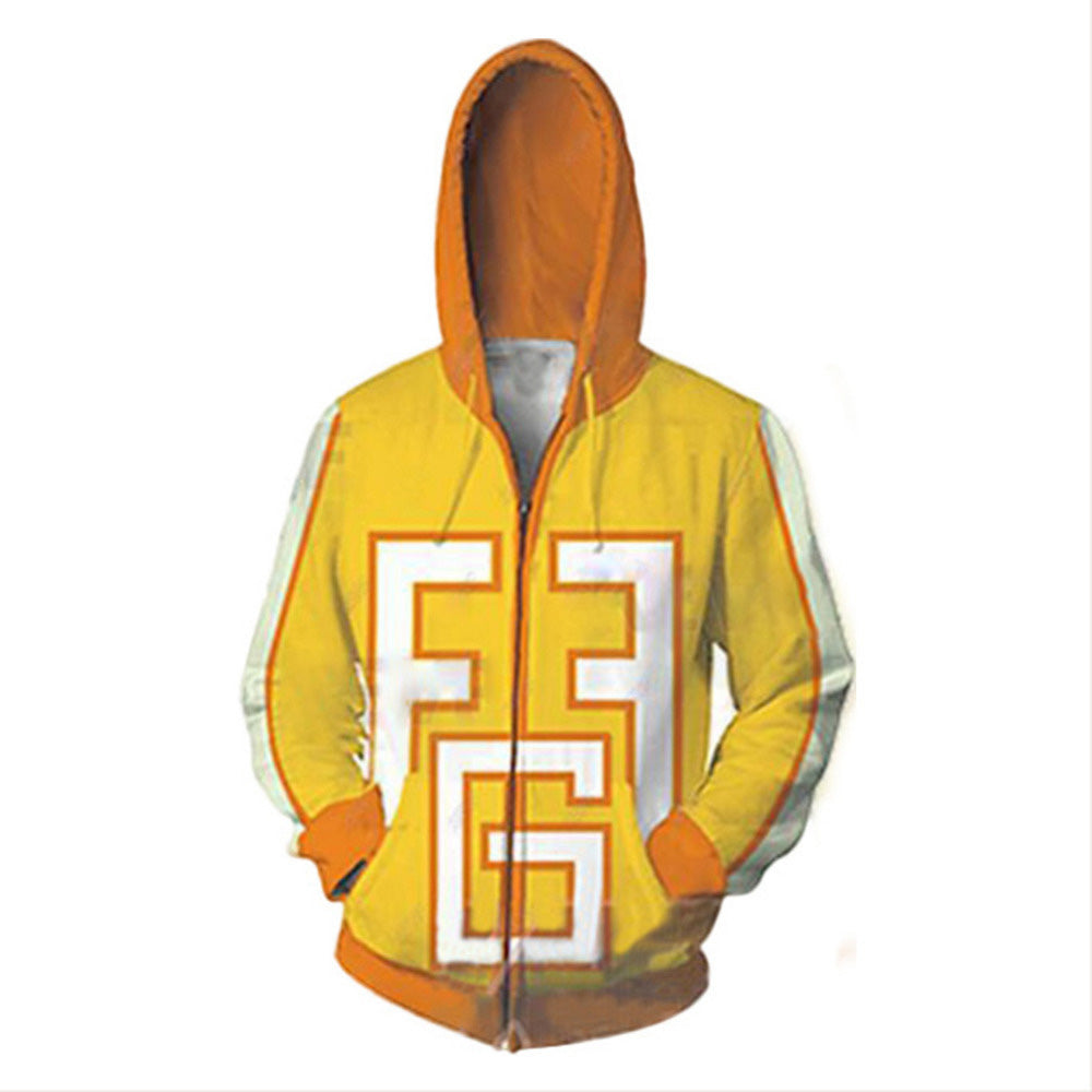 3D Printed Men Women My Hero Academia Hoodie Cosplay Yellow Zip Up Fatgum Hooded