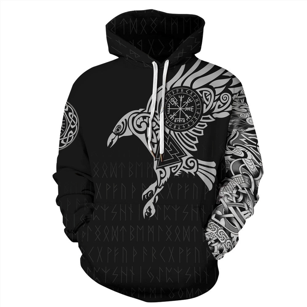 3D Viking Warrior Tattoo Hoody Sweatshirt Tracksuit Casual FullPrint Hoodie