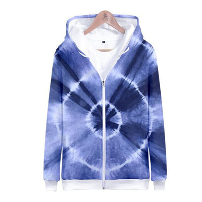 3D seven color tie-dyed  zipper hoodie male/female