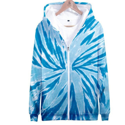 3D seven color tie-dyed  zipper hoodie male/female