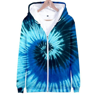 3D seven color tie-dyed  zipper hoodie male/female