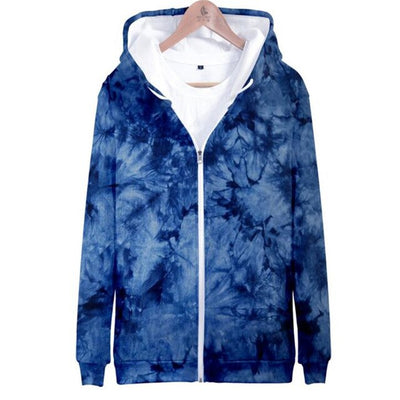 3D seven color tie-dyed  zipper hoodie male/female