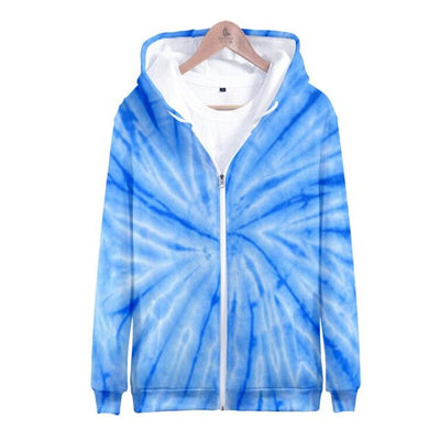 3D seven color tie-dyed  zipper hoodie male/female