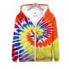 3D seven color tie-dyed  zipper hoodie male/female