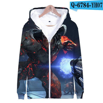 3D Doom Man Zip Up Hoodie Zipper Men Woman Doom Eternal Game Hoodie