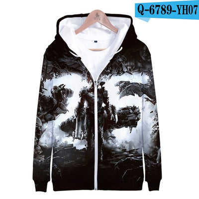 3D Doom Man Zip Up Hoodie Zipper Men Woman Doom Eternal Game Hoodie