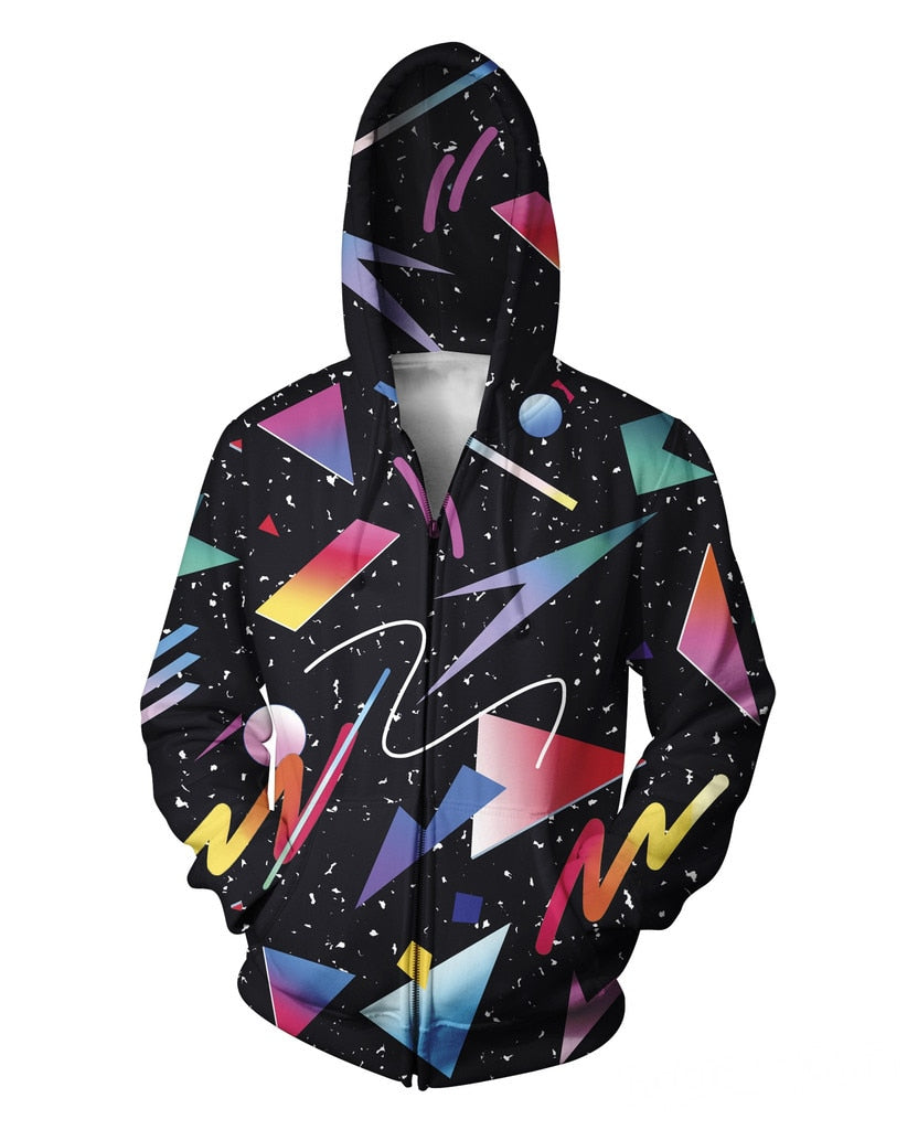 Fueled Galaxy Shapes Zip-Up Hoodie Women/Men 3D Tops