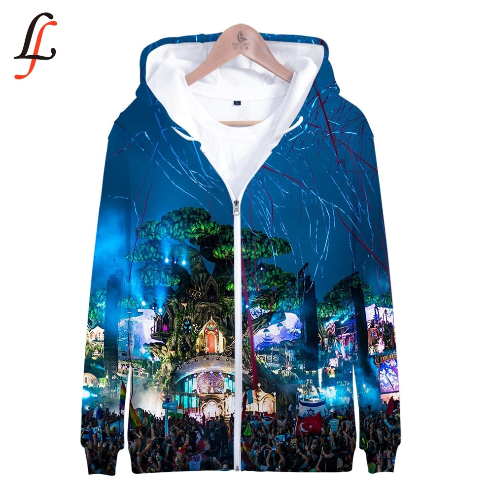 Tomorrowland 3D Print K Pop Zipper up Hoodies Sweatshirts Sweatshirt Tops