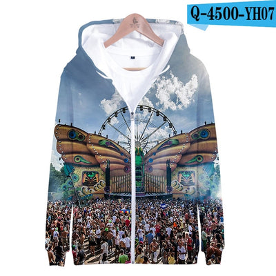 Tomorrowland 3D Print K Pop Zipper up Hoodies Sweatshirts Sweatshirt Tops