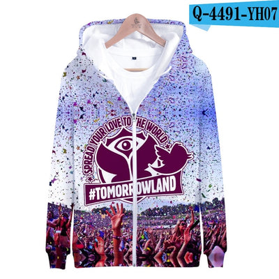 Tomorrowland 3D Print K Pop Zipper up Hoodies Sweatshirts Sweatshirt Tops