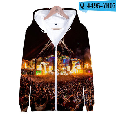 Tomorrowland 3D Print K Pop Zipper up Hoodies Sweatshirts Sweatshirt Tops