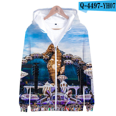 Tomorrowland 3D Print K Pop Zipper up Hoodies Sweatshirts Sweatshirt Tops