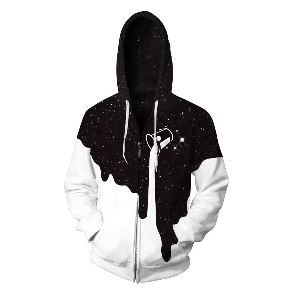 European new star 3D Print  large size Hoodies for Women/men zipper