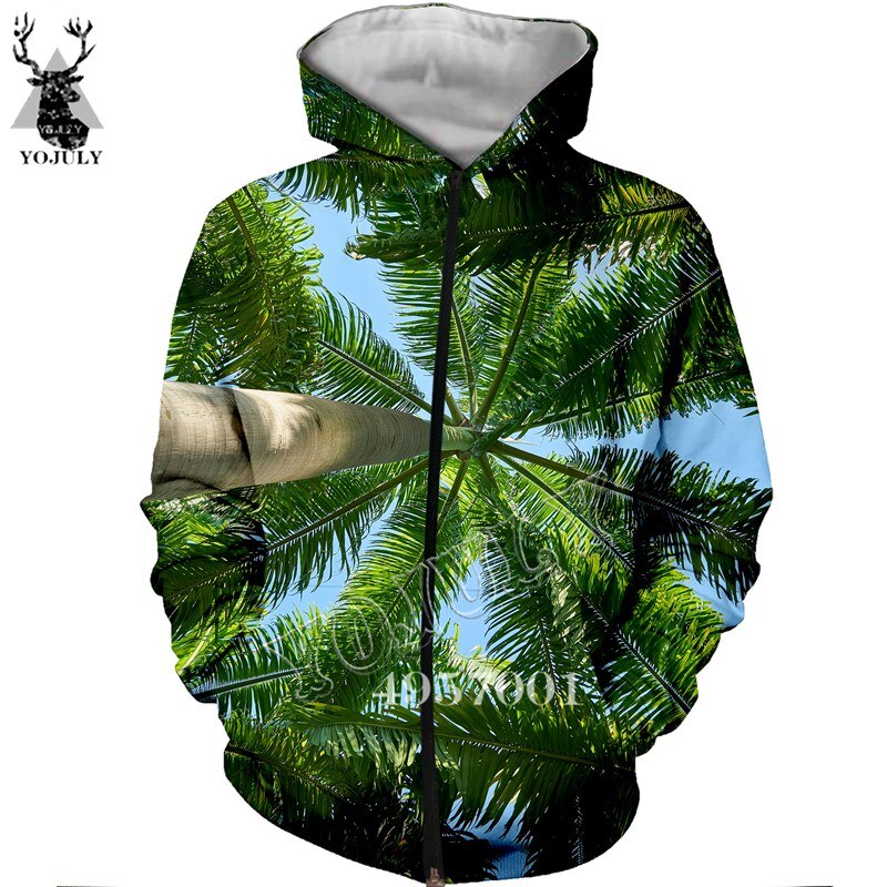 Unisex Fashion Casual Streetwear Sweatshirt Zip Hoody Beach Coconut palm beach 3D Print