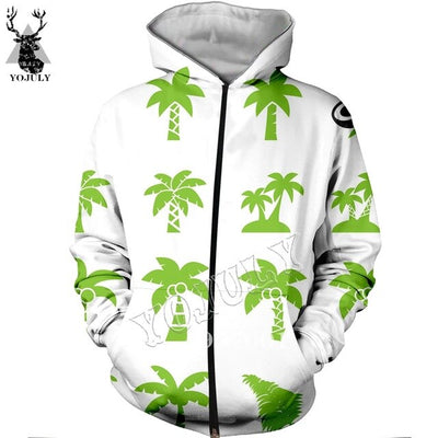 Unisex Fashion Casual Streetwear Sweatshirt Zip Hoody Beach Coconut palm beach 3D Print