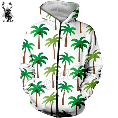 Unisex Fashion Casual Streetwear Sweatshirt Zip Hoody Beach Coconut palm beach 3D Print