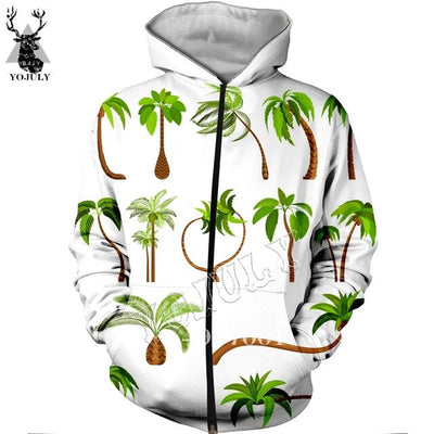 Unisex Fashion Casual Streetwear Sweatshirt Zip Hoody Beach Coconut palm beach 3D Print
