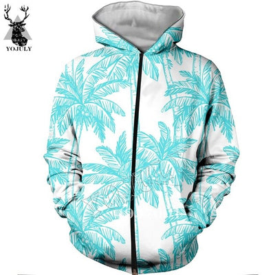 Unisex Fashion Casual Streetwear Sweatshirt Zip Hoody Beach Coconut palm beach 3D Print