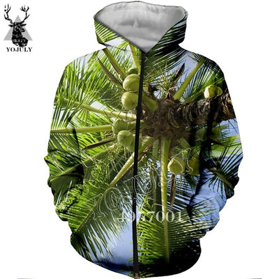 Unisex Fashion Casual Streetwear Sweatshirt Zip Hoody Beach Coconut palm beach 3D Print