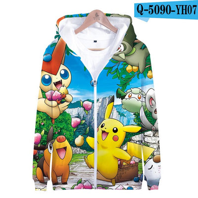 3D pokemon Printed kawaii  Zipper Hoodies Women/Men