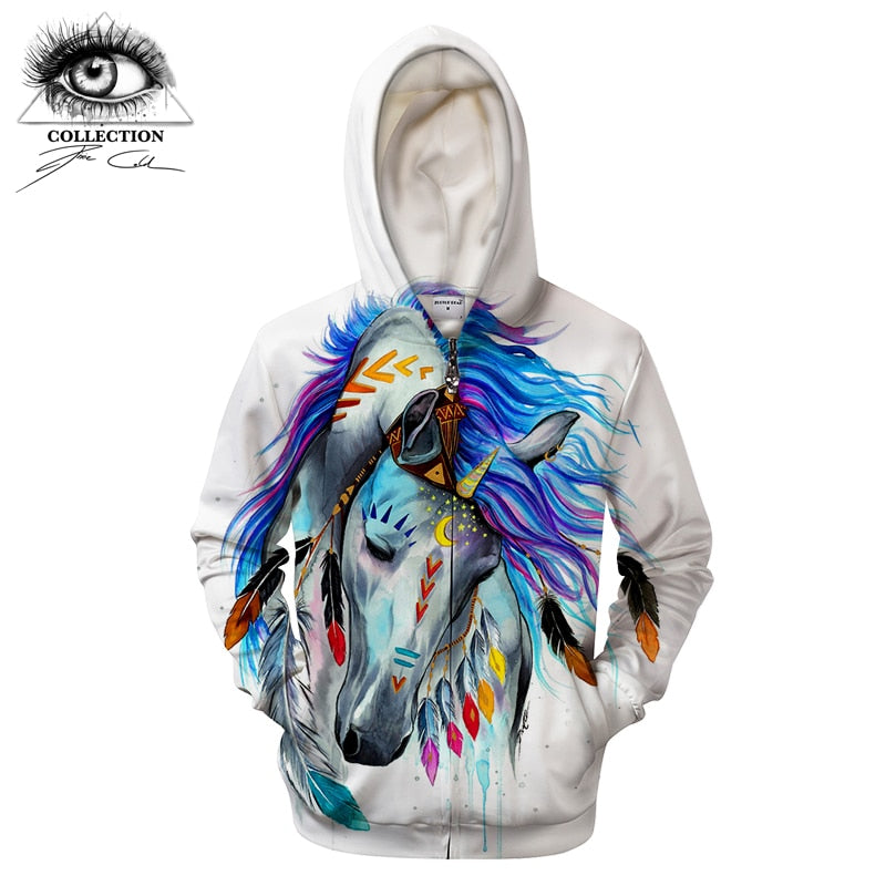 Pferd by Pixie cold Art 3D Zipper Hoodies horse Pritned