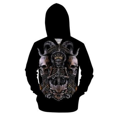 One-ear Wolf Zipper Hoodies Pullover Tracksuits Streatwear Zip Hoody 3D