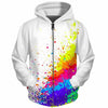 3D Men Hoodies Zip Up Splatter Color Paint Stains 3D Print