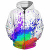 3D Men Hoodies Zip Up Splatter Color Paint Stains 3D Print