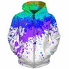 3D Men Hoodies Zip Up Splatter Color Paint Stains 3D Print