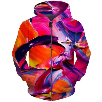 Brand Hoodies Men Galaxy Space Zipper 3d Pocket Hooded Starry Sky Printed