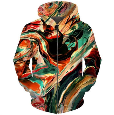 Brand Hoodies Men Galaxy Space Zipper 3d Pocket Hooded Starry Sky Printed