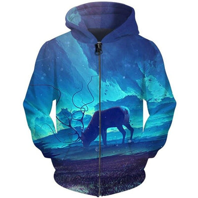 Brand Hoodies Men Galaxy Space Zipper 3d Pocket Hooded Starry Sky Printed